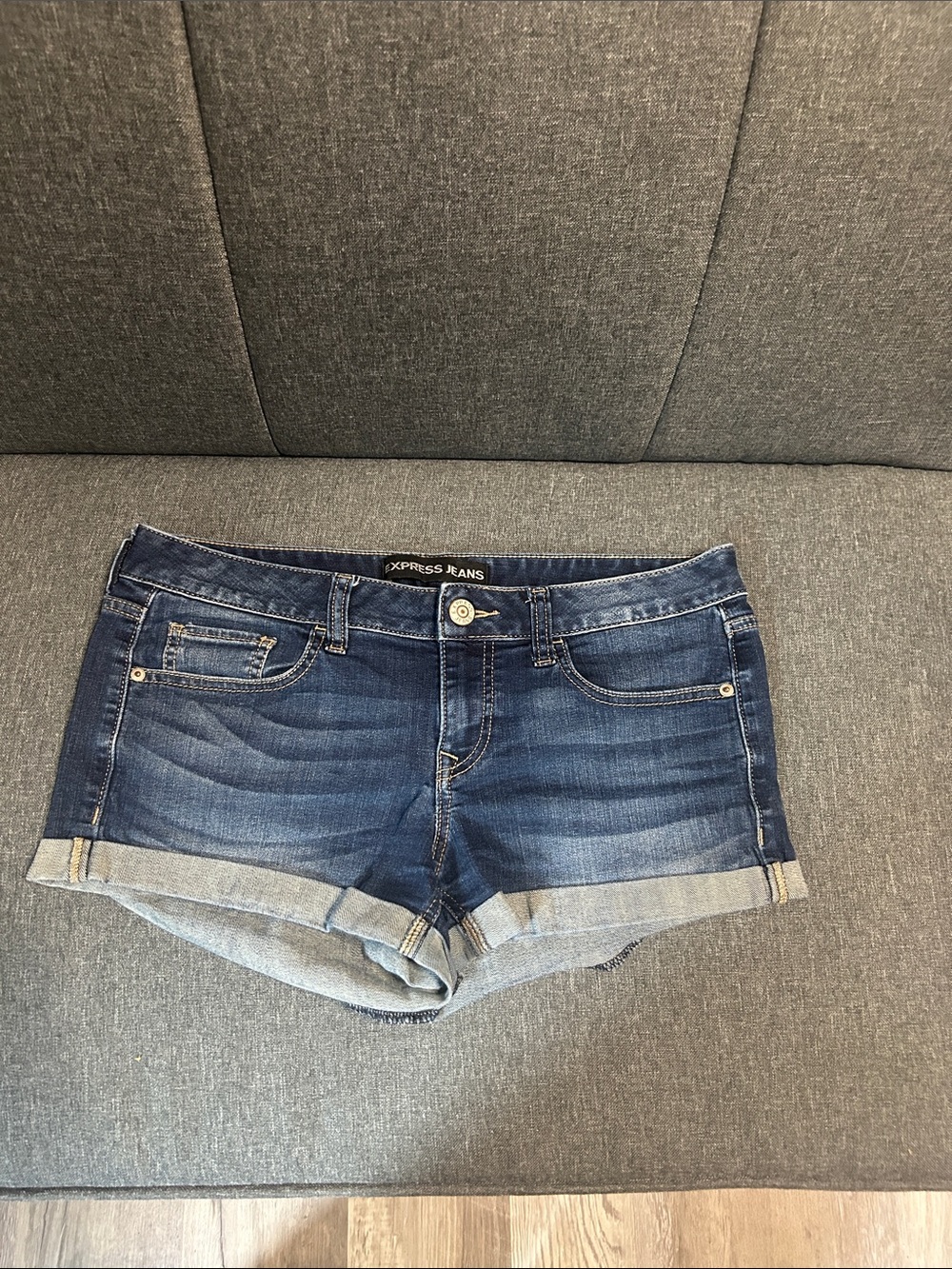 Express Dark Blue Denim Cuffed Women's Shorts